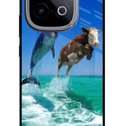 Dolphin vs Cow iQOO Neo 10 Glass Case Back Cover by Casekaro