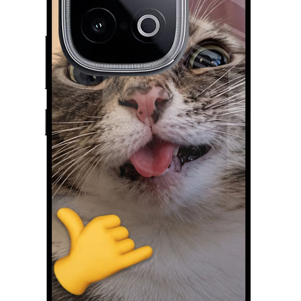 Silly Cat Call iQOO Neo 10 Glass Case Back Cover by Casekaro