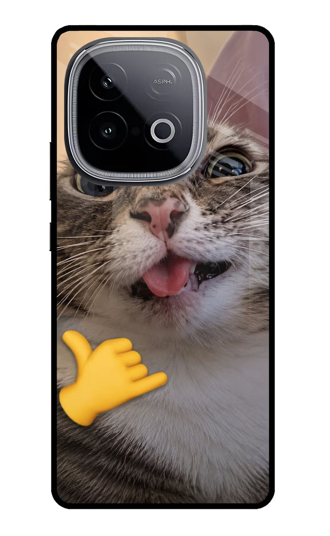 Silly Cat Call iQOO Neo 10 Glass Case Back Cover by Casekaro
