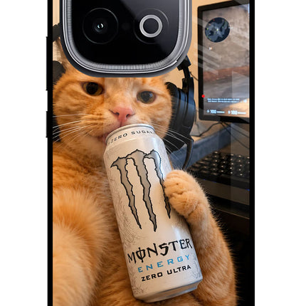 Gamer Cat Energy iQOO Neo 10 Glass Case Back Cover by Casekaro