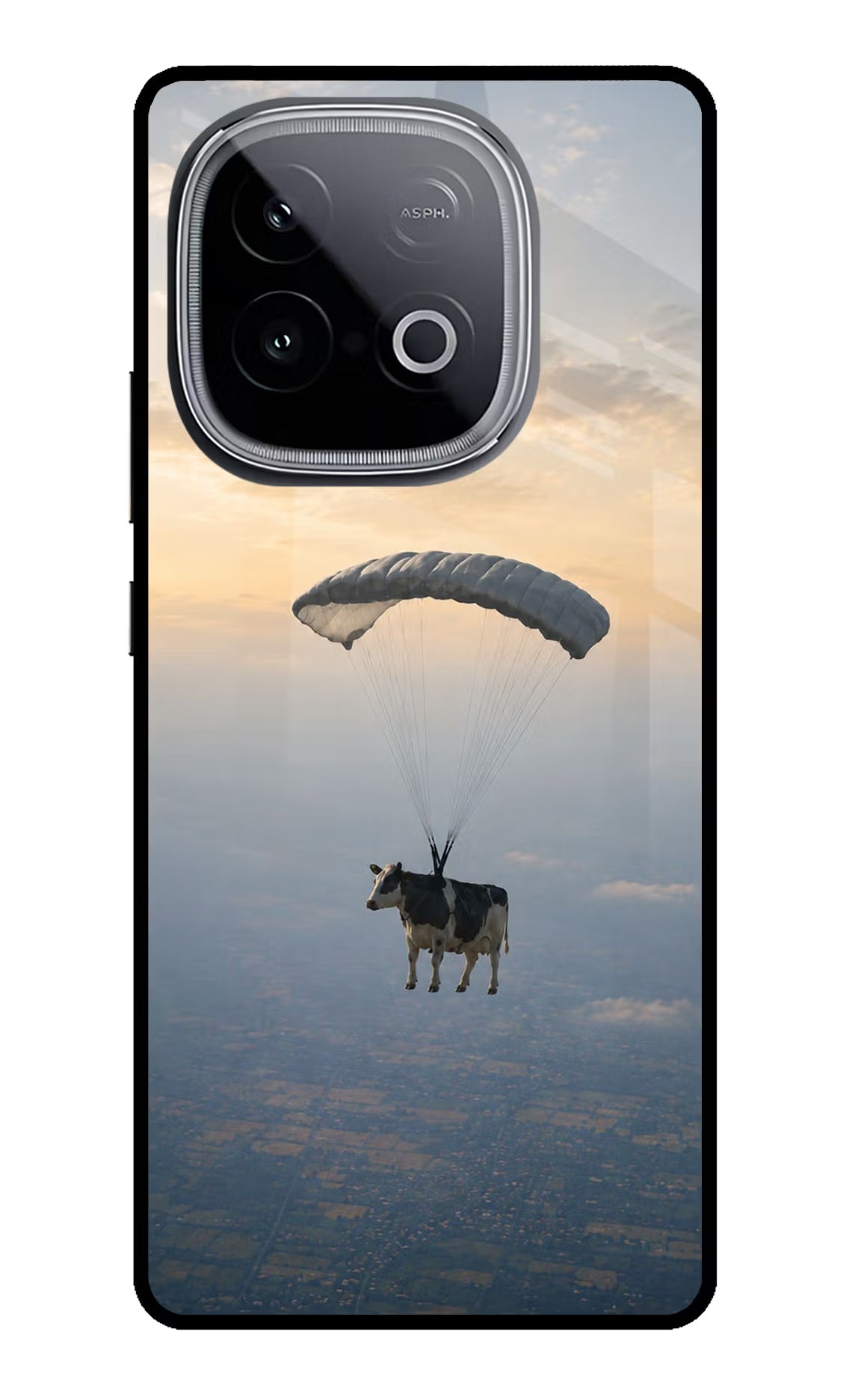 Skydiving Cow iQOO Neo 10 Glass Case