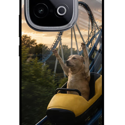 Rollercoaster Dog iQOO Neo 10 Glass Case Back Cover by Casekaro