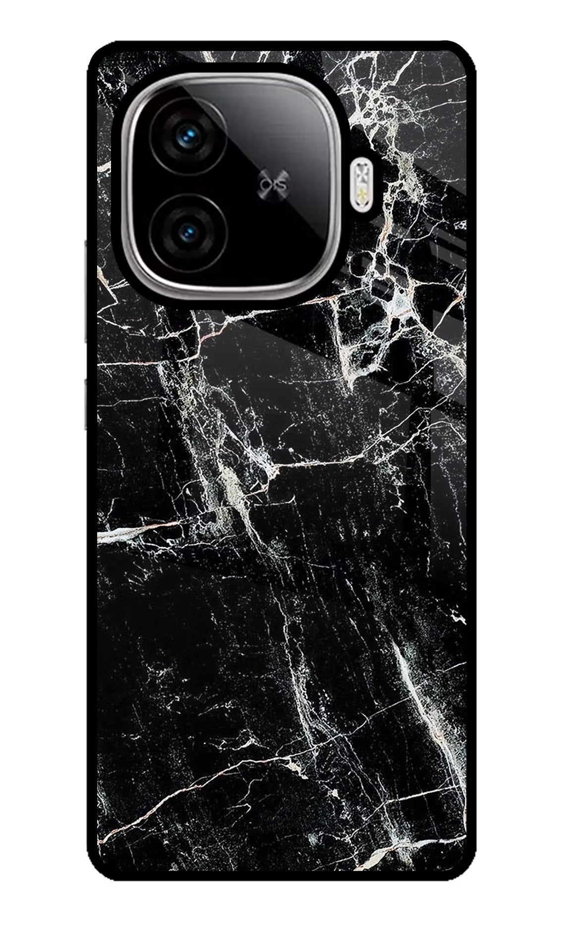Black Marble Texture iQOO Neo 10R 5G Glass Case Back Cover by Casekaro