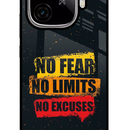 No Fear No Limits No Excuse iQOO Neo 10R 5G Glass Case Back Cover by Casekaro