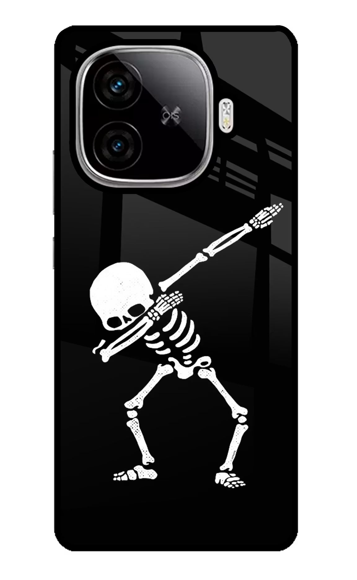 Dabbing Skeleton Art iQOO Neo 10R 5G Glass Case Back Cover by Casekaro