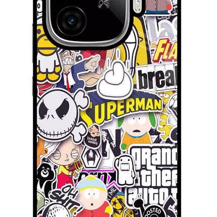 Sticker Bomb iQOO Neo 10R 5G Glass Case Back Cover by Casekaro
