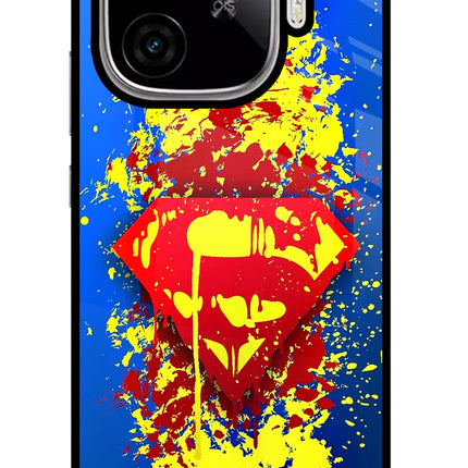 Superman logo iQOO Neo 10R 5G Glass Case Back Cover by Casekaro