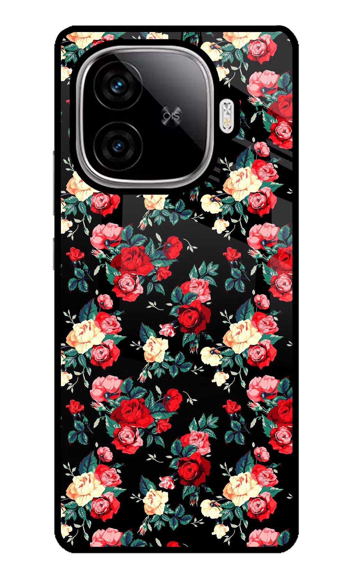 Rose Pattern iQOO Neo 10R 5G Glass Case Back Cover by Casekaro