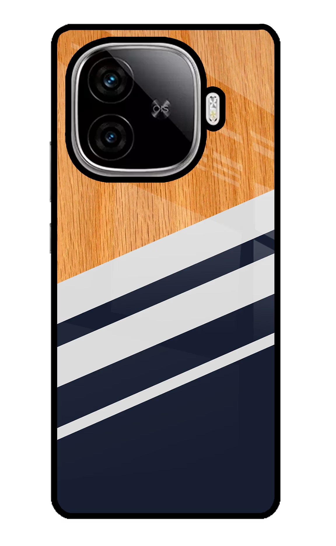 Blue and white wooden iQOO Neo 10R 5G Glass Case Back Cover by Casekaro