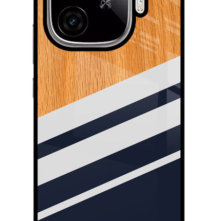 Blue and white wooden iQOO Neo 10R 5G Glass Case Back Cover by Casekaro