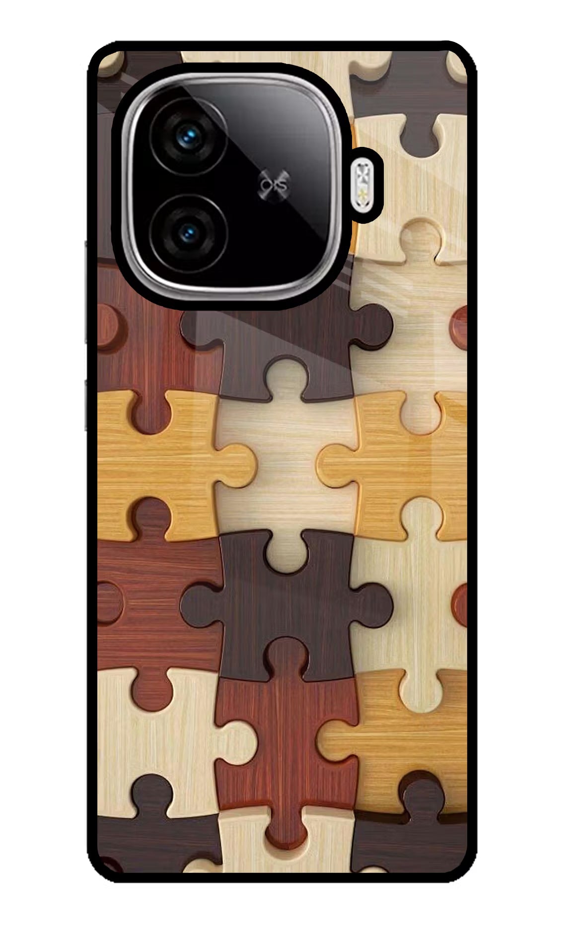 Wooden Puzzle iQOO Neo 10R 5G Glass Case Back Cover by Casekaro