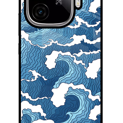 Blue Waves iQOO Neo 10R 5G Glass Case Back Cover by Casekaro
