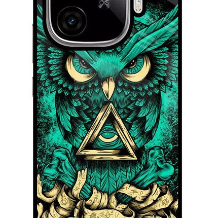 Green Owl iQOO Neo 10R 5G Glass Case Back Cover by Casekaro