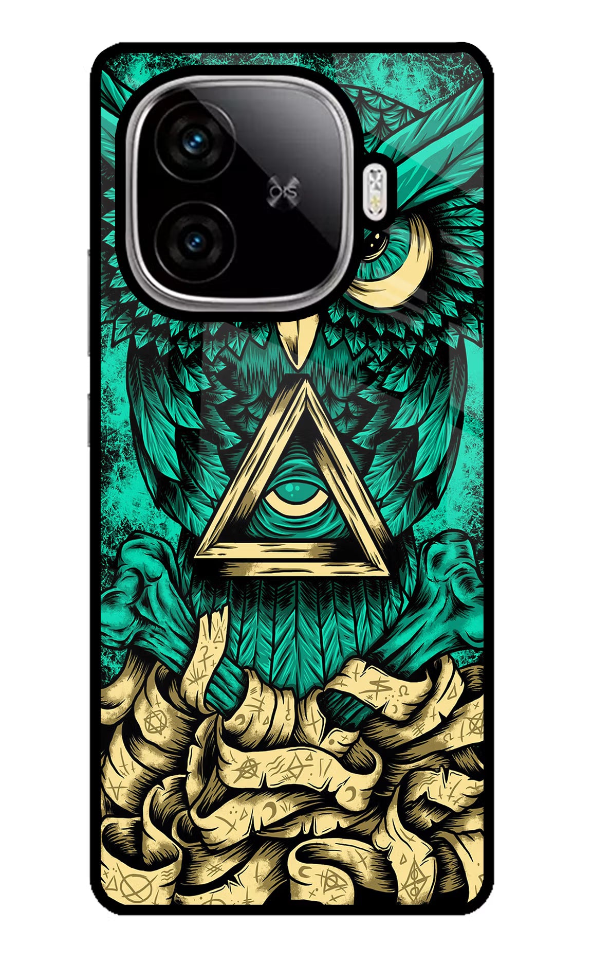 Green Owl iQOO Neo 10R 5G Glass Case Back Cover by Casekaro