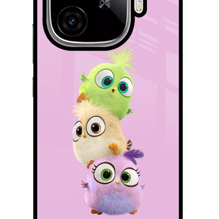 Cute Little Birds iQOO Neo 10R 5G Glass Case Back Cover by Casekaro