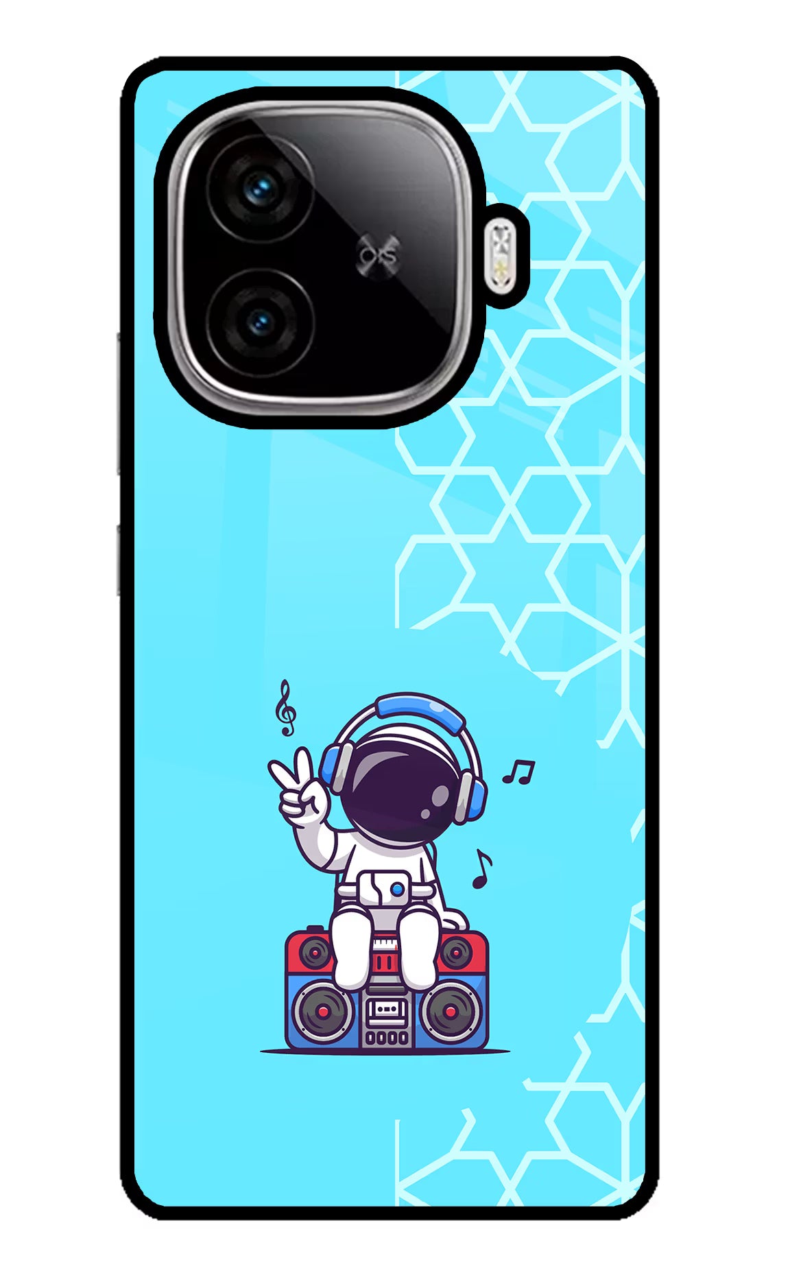 Cute Astronaut Chilling iQOO Neo 10R 5G Glass Case Back Cover by Casekaro