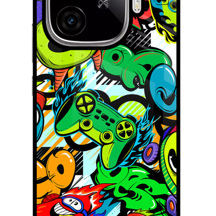 Game Doodle iQOO Neo 10R 5G Glass Case Back Cover by Casekaro