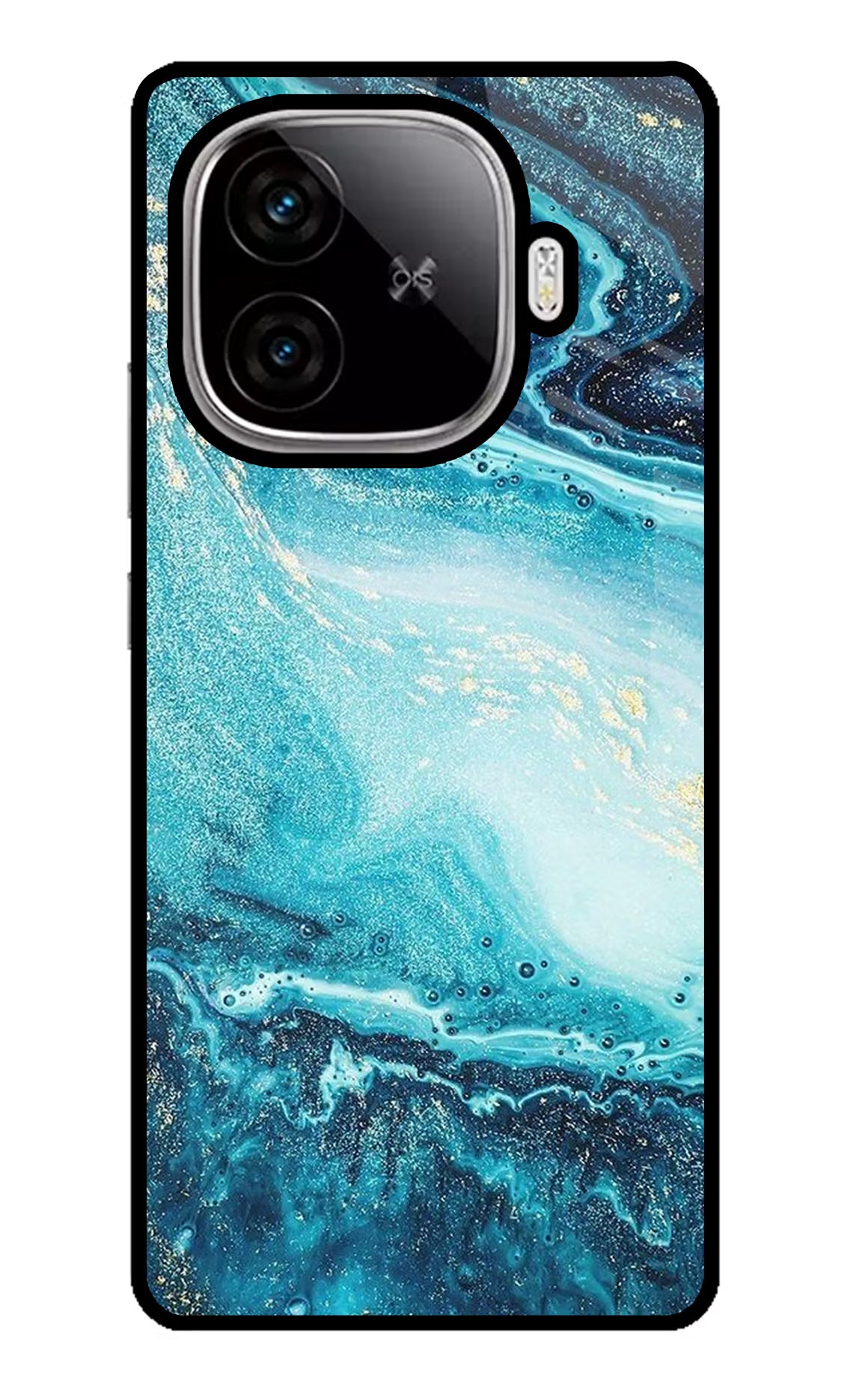 Blue Glitter Marble iQOO Neo 10R 5G Glass Case Back Cover by Casekaro