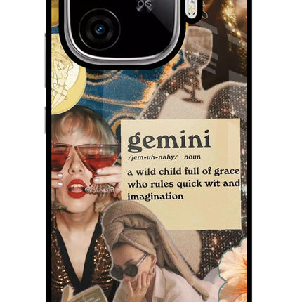 Gemini Zodiac iQOO Neo 10R 5G Glass Case Back Cover by Casekaro