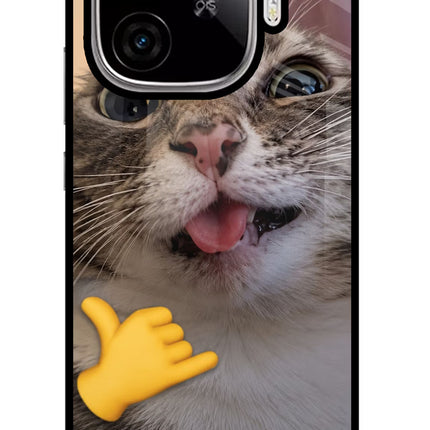 Silly Cat Call iQOO Neo 10R 5G Glass Case Back Cover by Casekaro