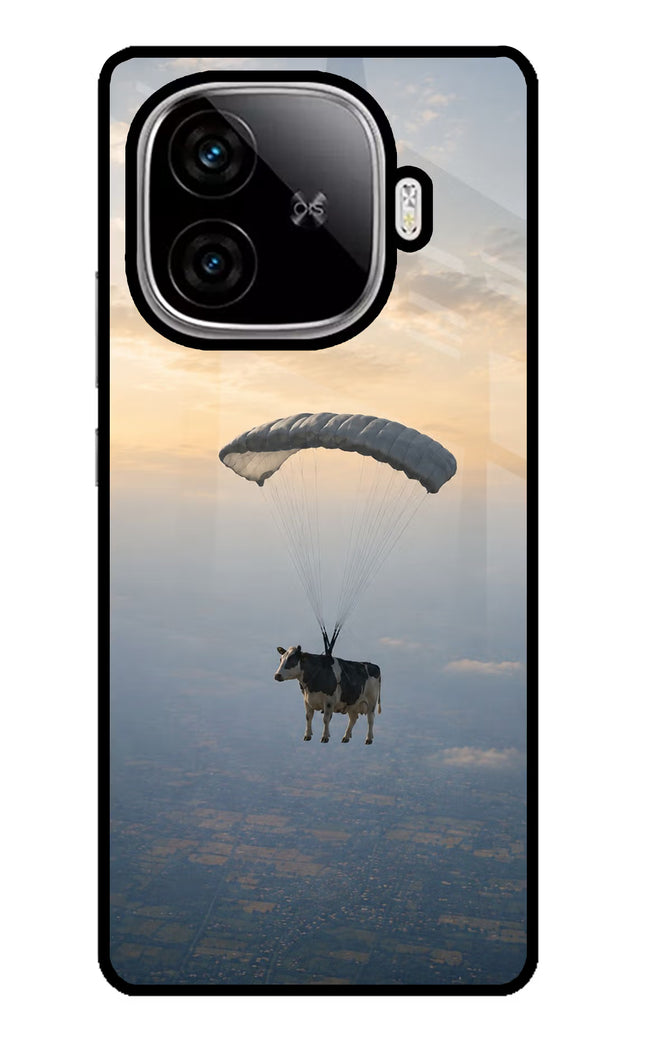 Skydiving Cow iQOO Neo 10R 5G Glass Case