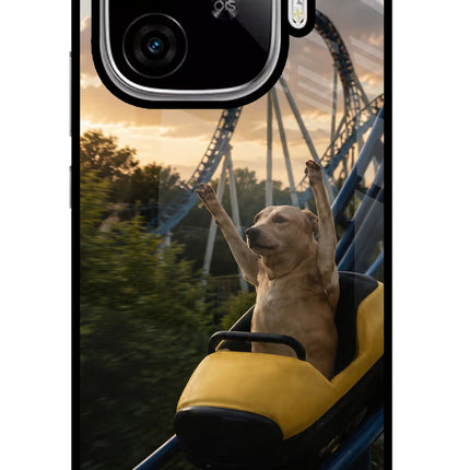 Rollercoaster Dog iQOO Neo 10R 5G Glass Case Back Cover by Casekaro