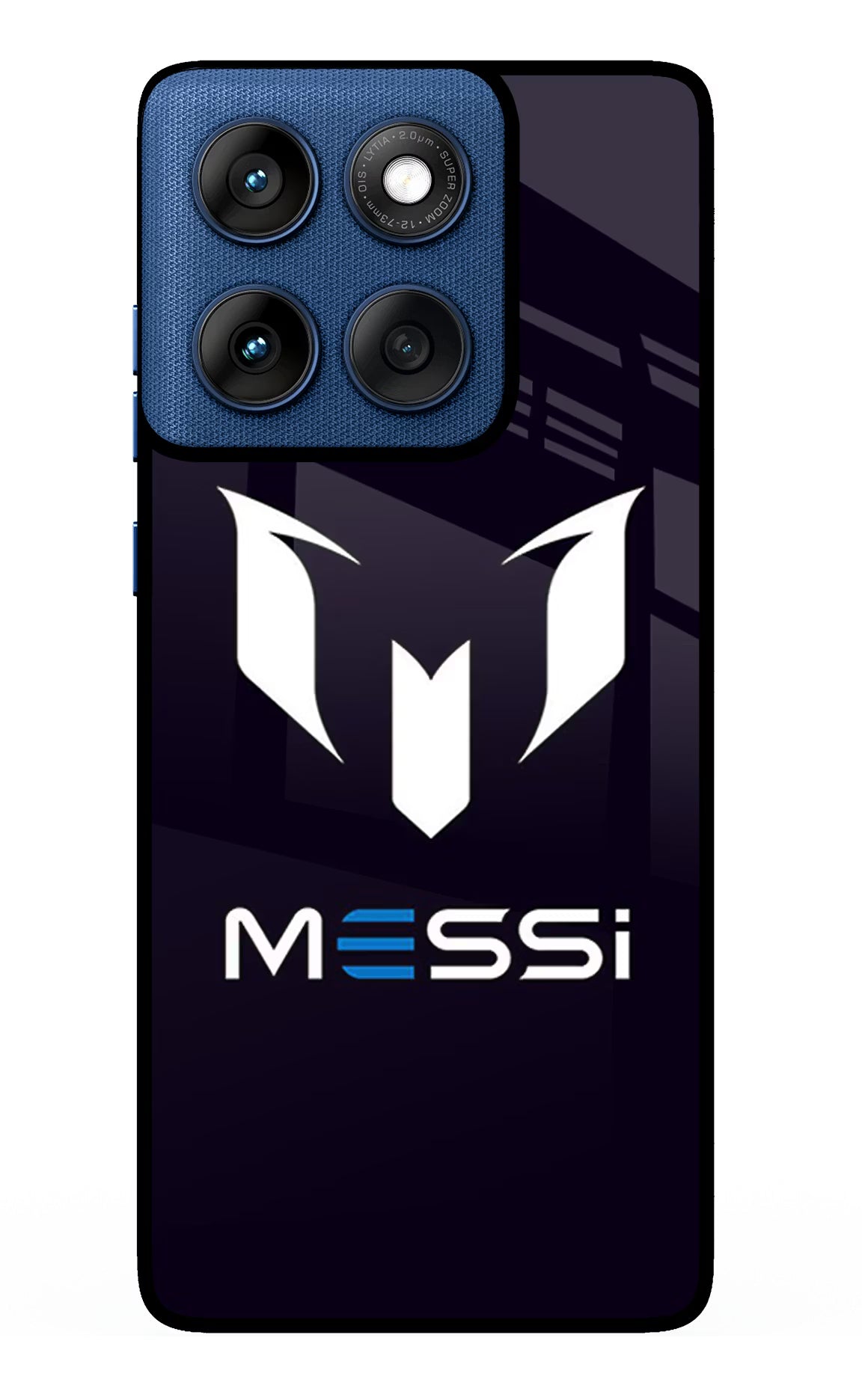 Messi Logo Moto Edge 60 Glass Case Back Cover by Casekaro