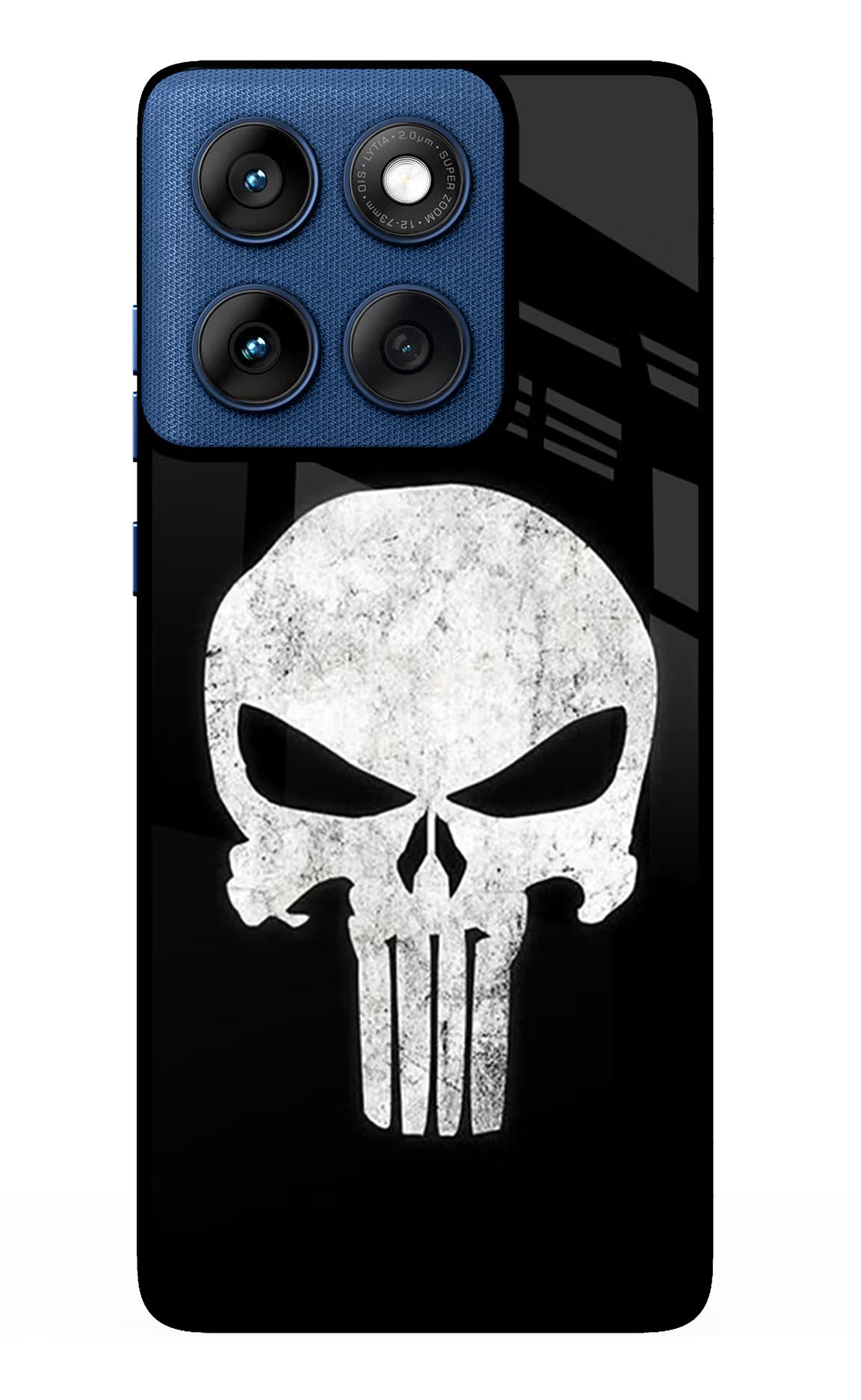 Punisher Skull Moto Edge 60 Glass Case Back Cover by Casekaro