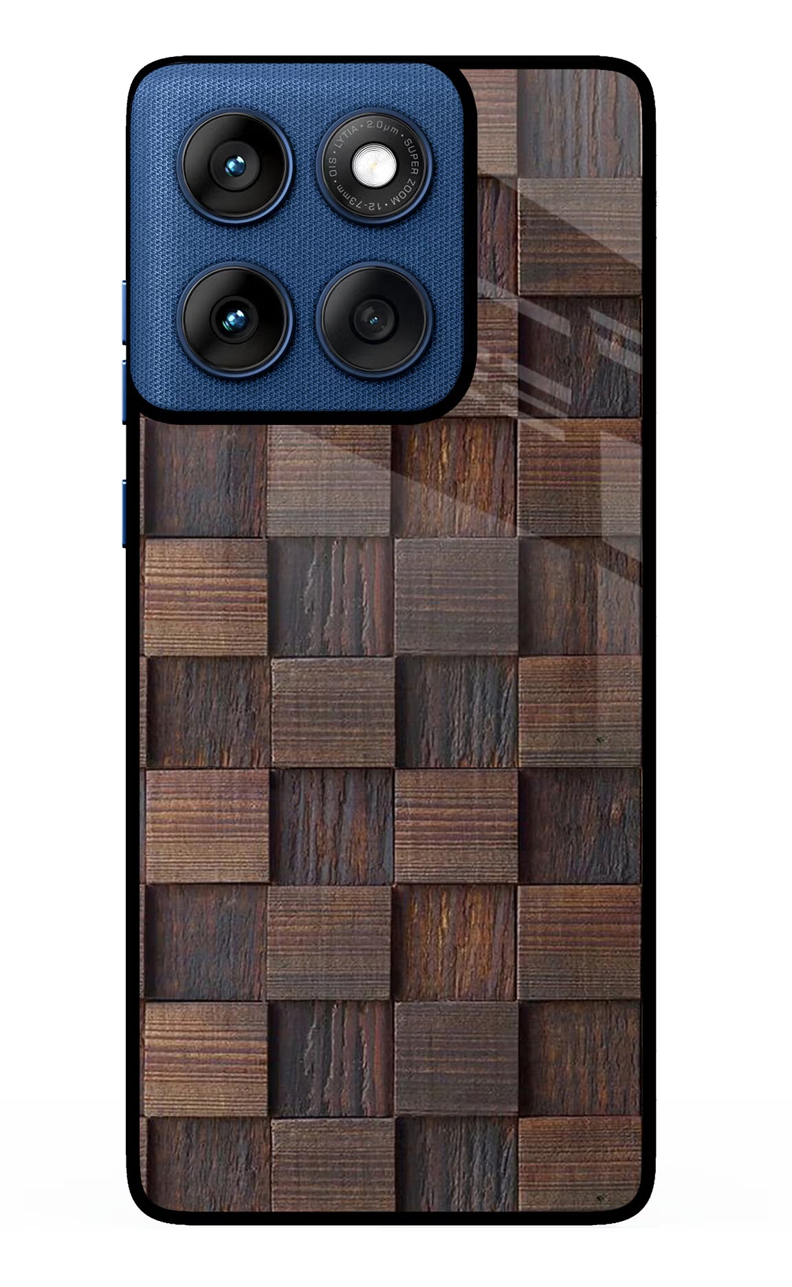 Wooden Cube Design Moto Edge 60 Glass Case Back Cover by Casekaro