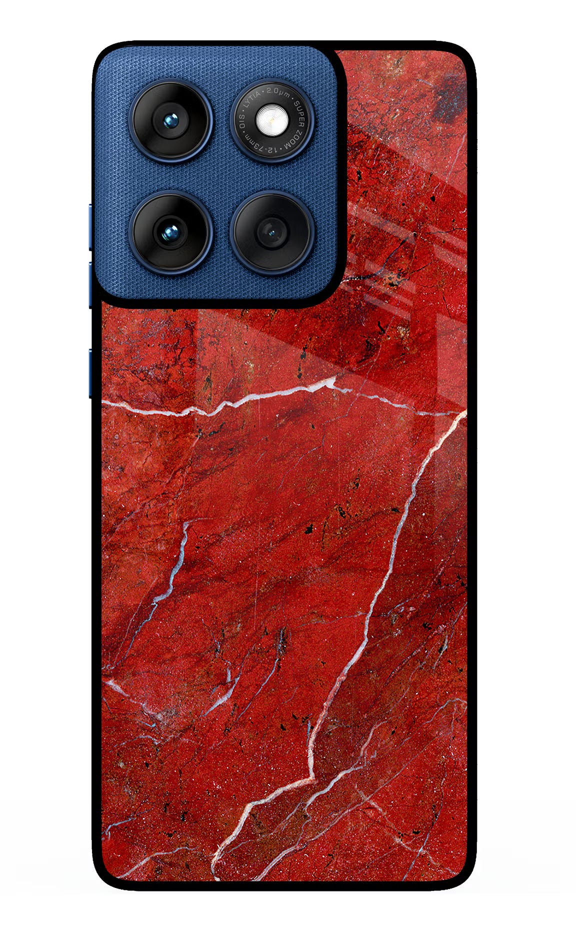 Red Marble Design Moto Edge 60 Glass Case Back Cover by Casekaro