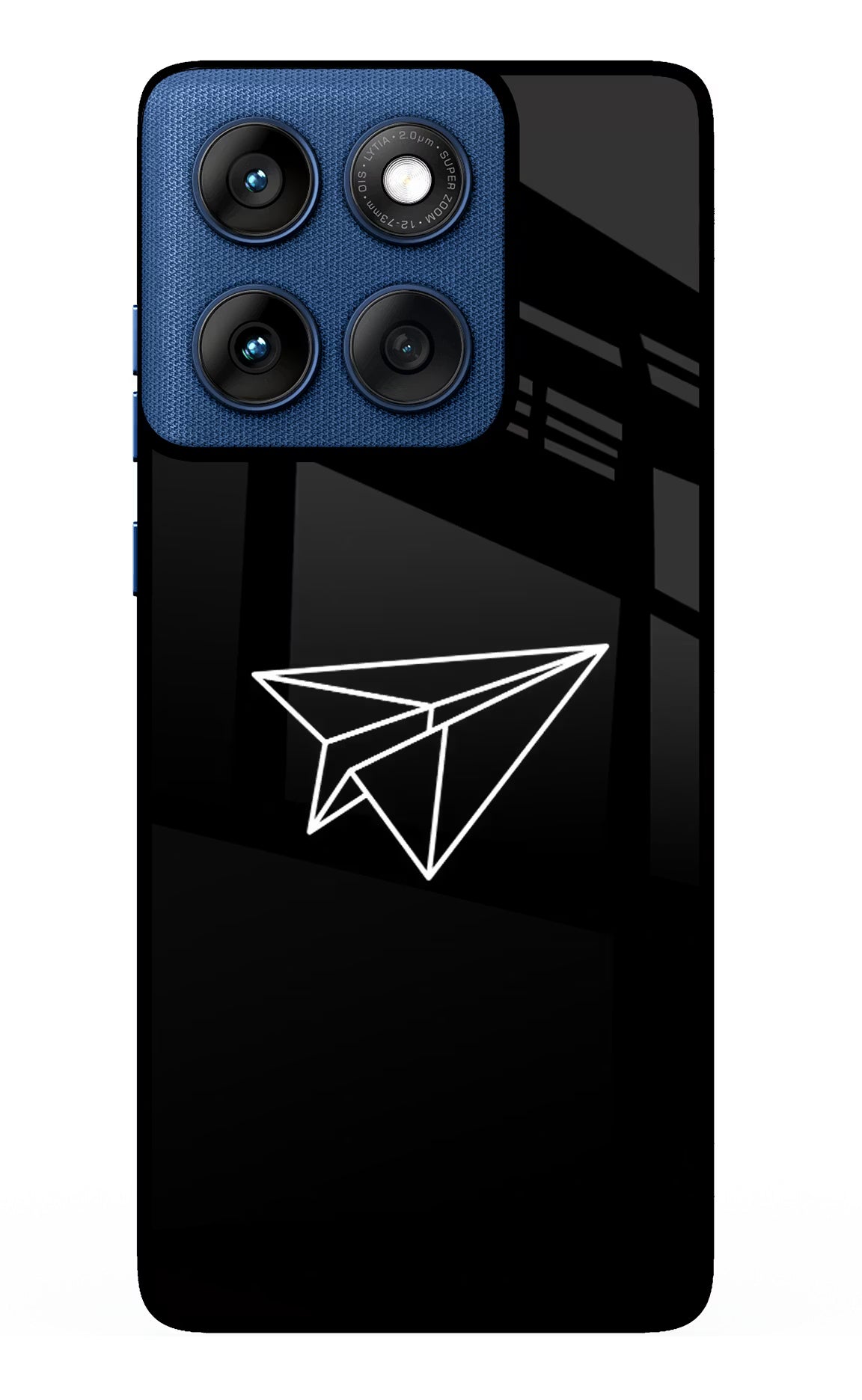 Paper Plane White Moto Edge 60 Glass Case Back Cover by Casekaro