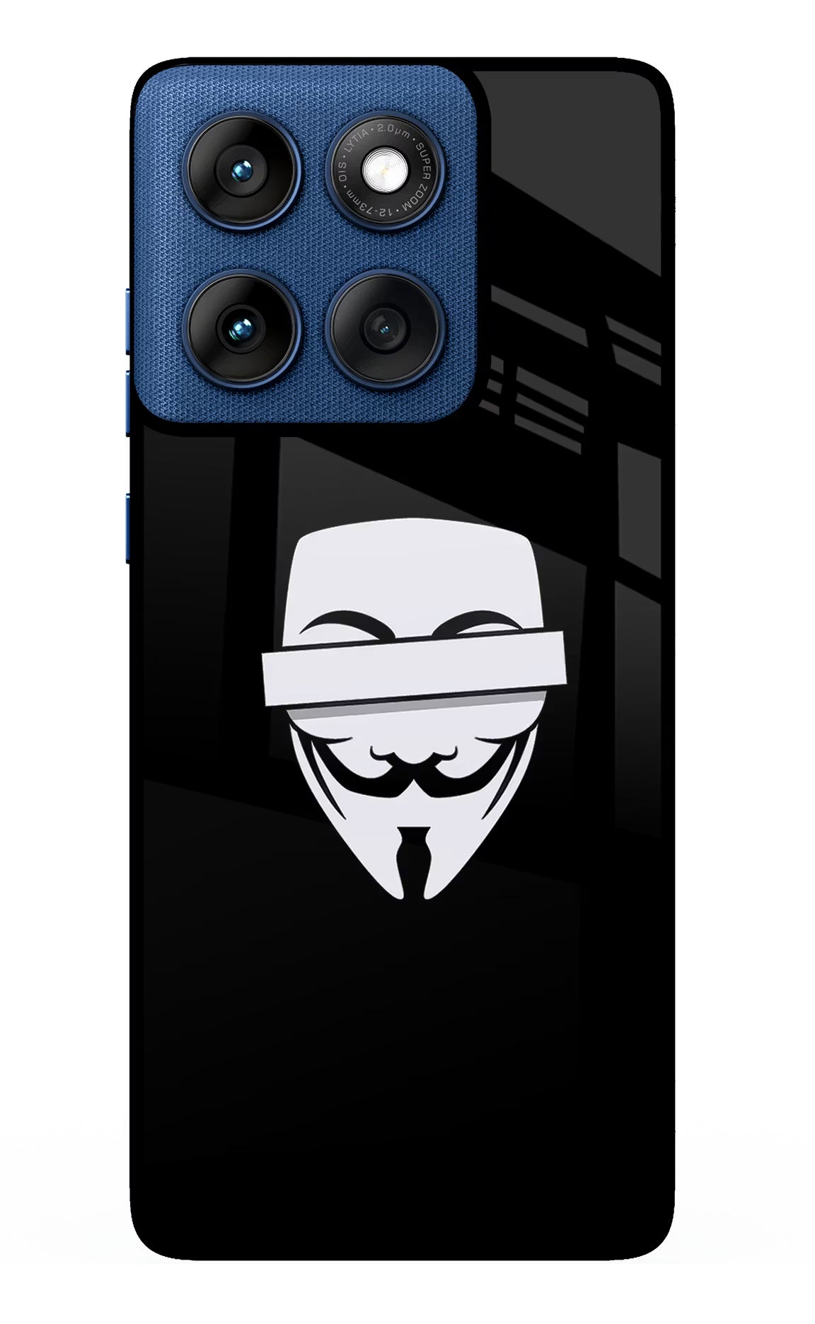 Anonymous Face Moto Edge 60 Glass Case Back Cover by Casekaro
