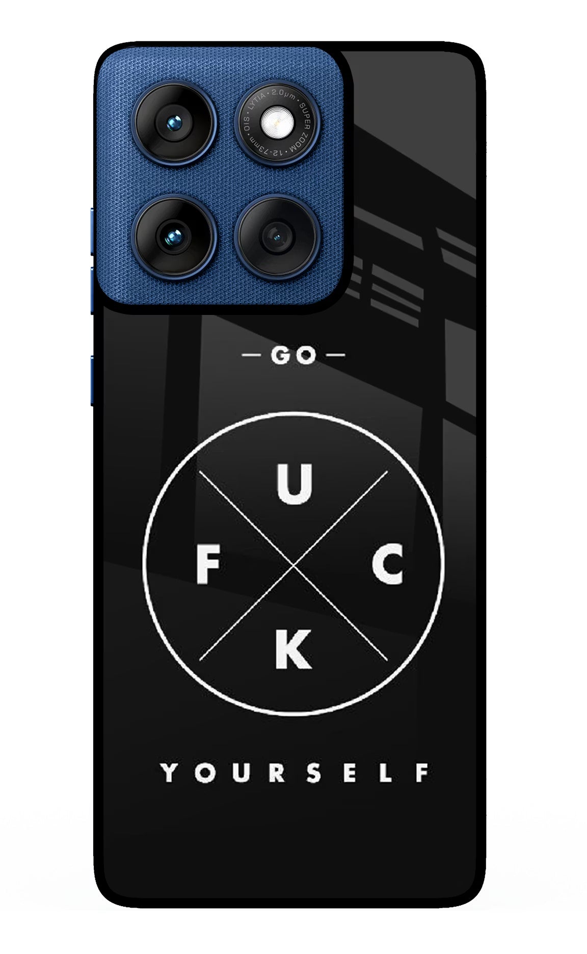 Go Fuck Yourself Moto Edge 60 Glass Case Back Cover by Casekaro