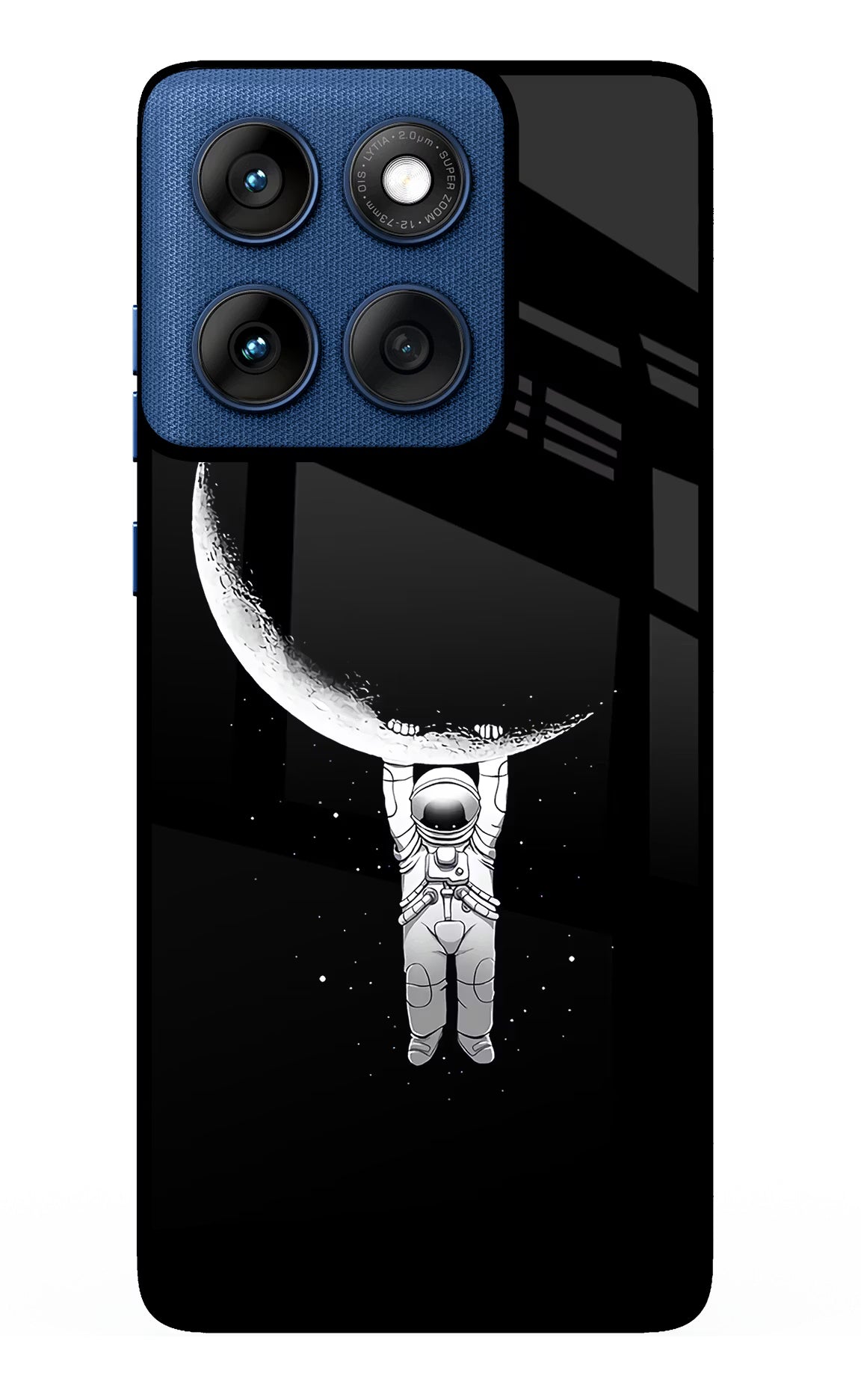 Moon Space Moto Edge 60 Glass Case Back Cover by Casekaro