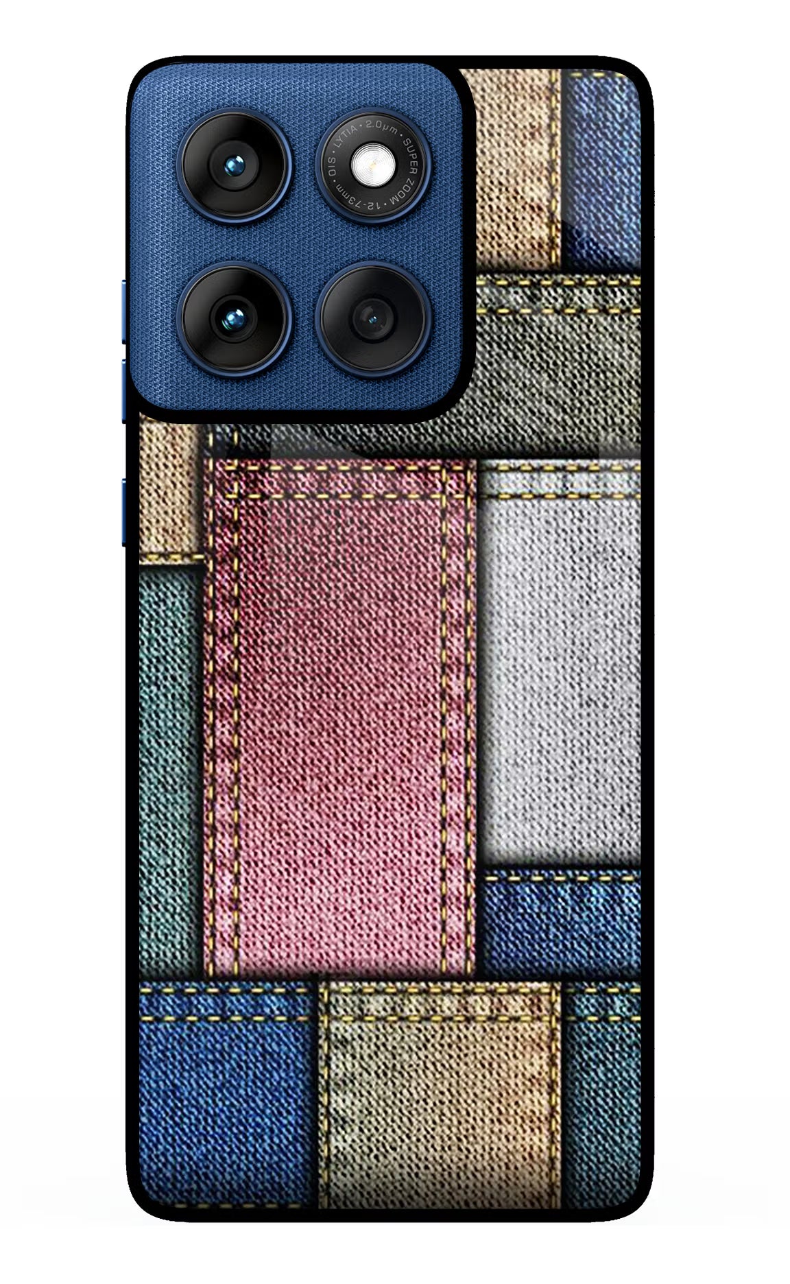 Multicolor Jeans Moto Edge 60 Glass Case