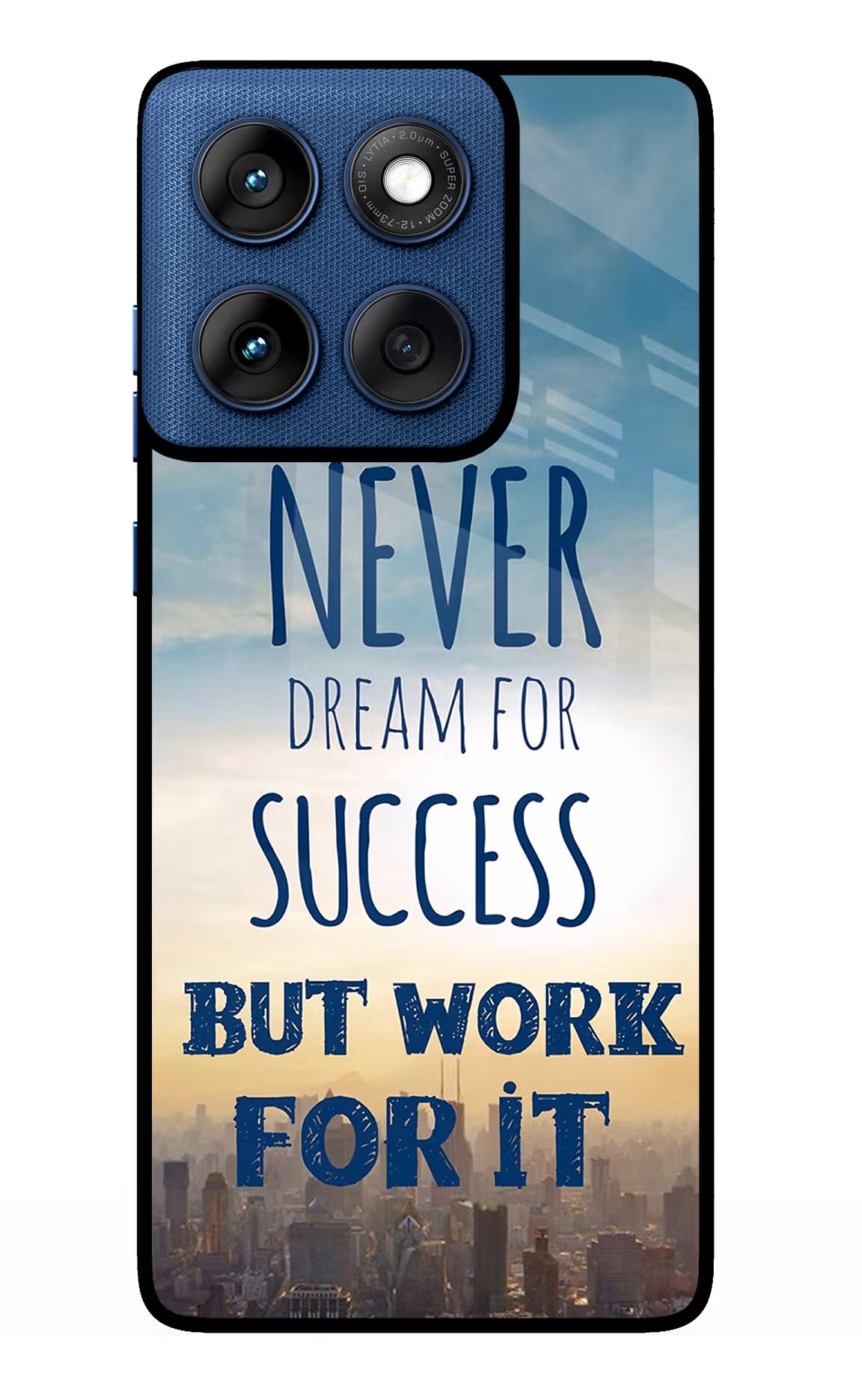 Never Dream For Success But Work For It Moto Edge 60 Glass Case Back Cover by Casekaro