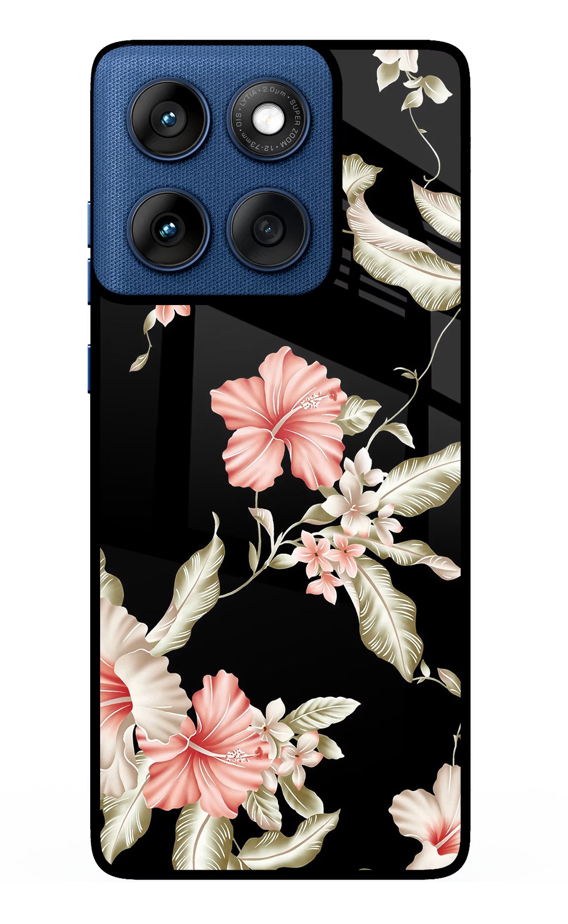 Flowers Moto Edge 60 Glass Case Back Cover by Casekaro