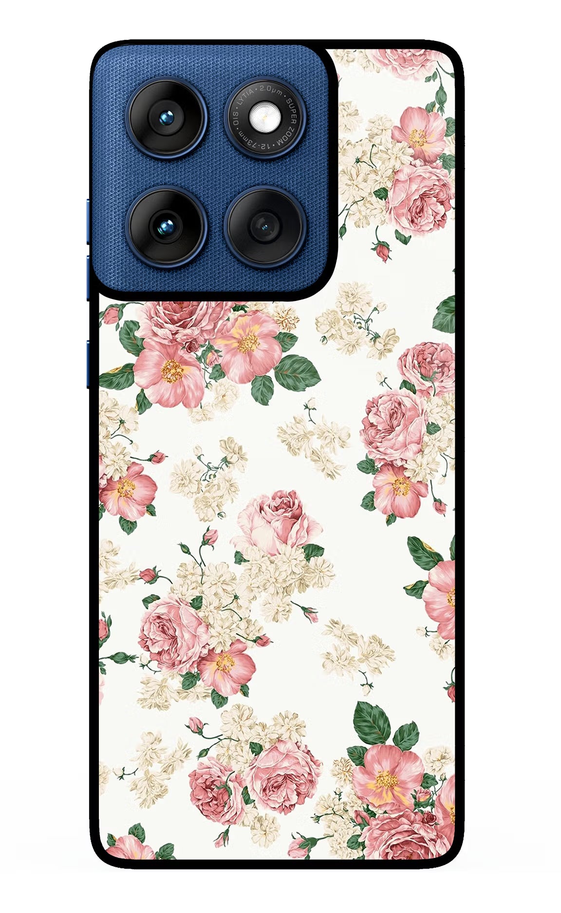 Flowers Moto Edge 60 Glass Case Back Cover by Casekaro
