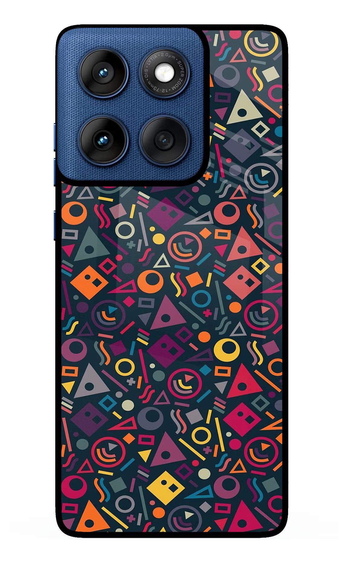 Geometric Abstract Moto Edge 60 Glass Case Back Cover by Casekaro