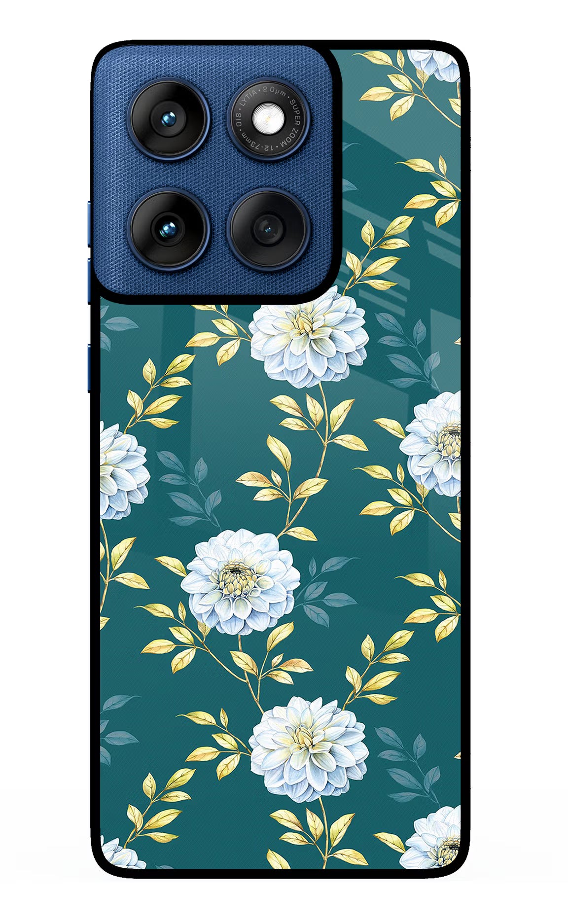 Flowers Moto Edge 60 Glass Case Back Cover by Casekaro