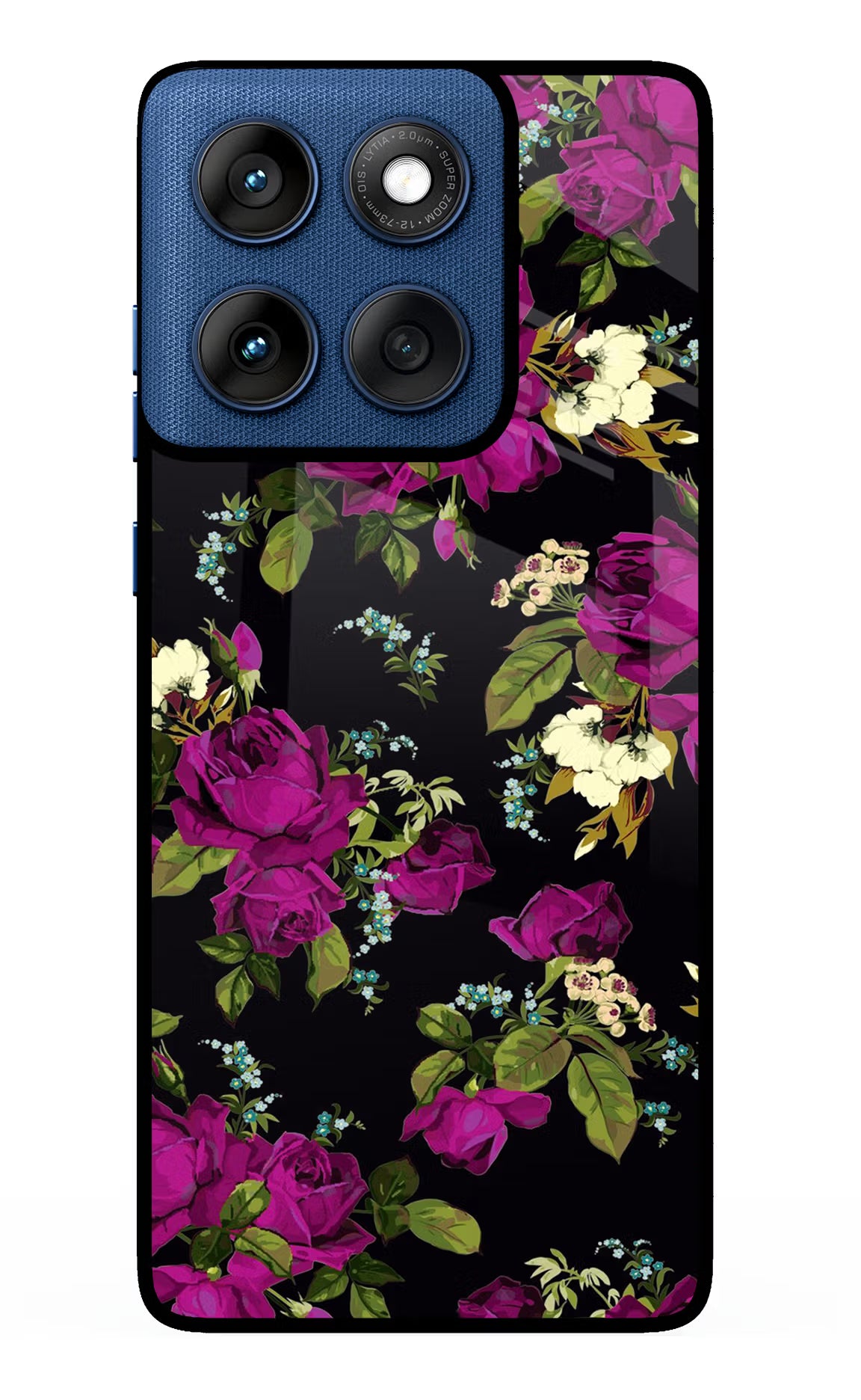 Flowers Moto Edge 60 Glass Case Back Cover by Casekaro