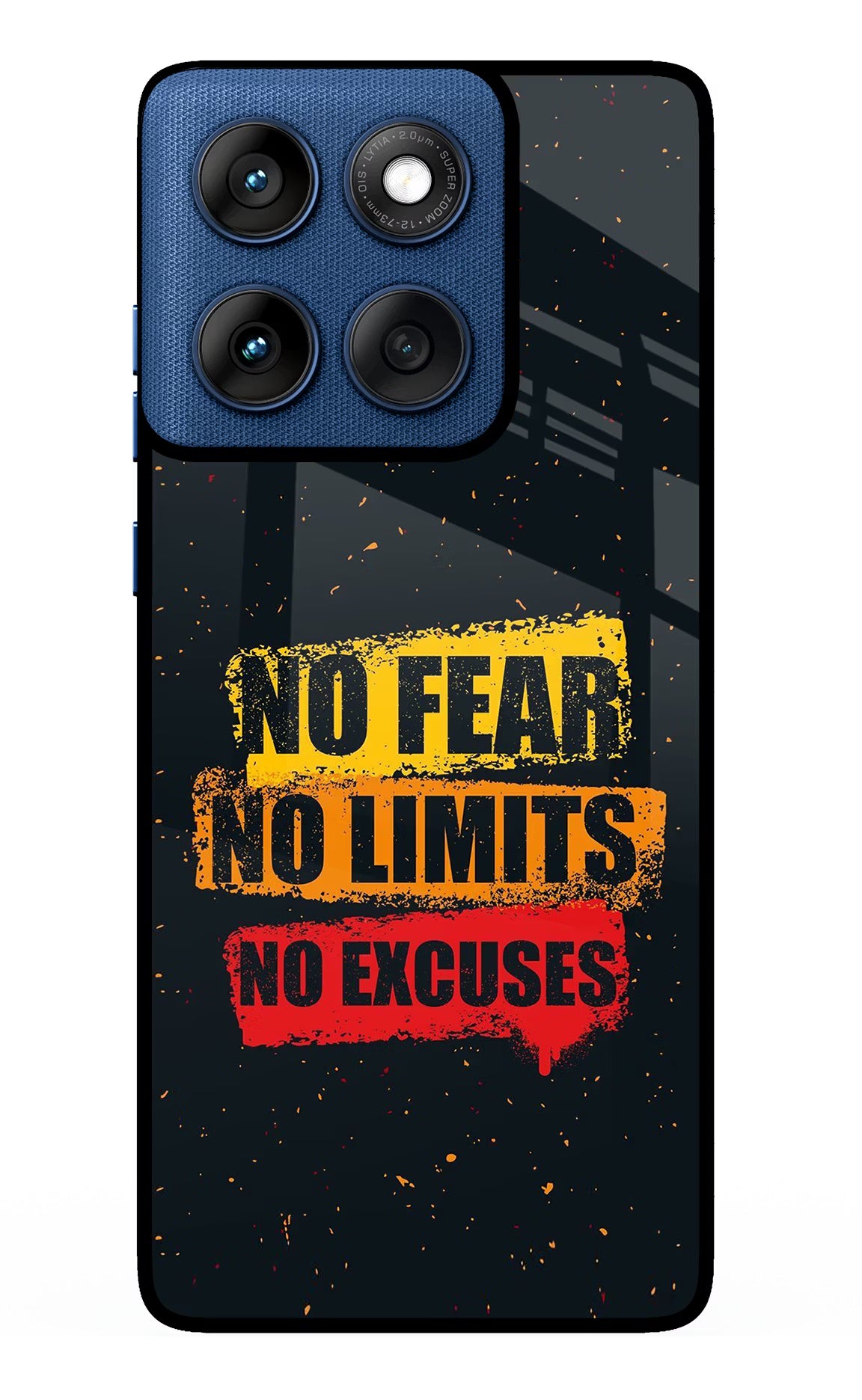 No Fear No Limits No Excuse Moto Edge 60 Glass Case Back Cover by Casekaro