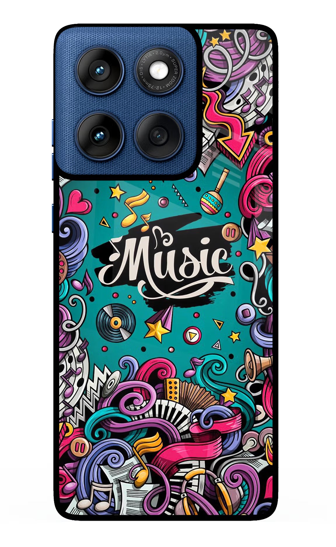 Music Graffiti Moto Edge 60 Glass Case Back Cover by Casekaro