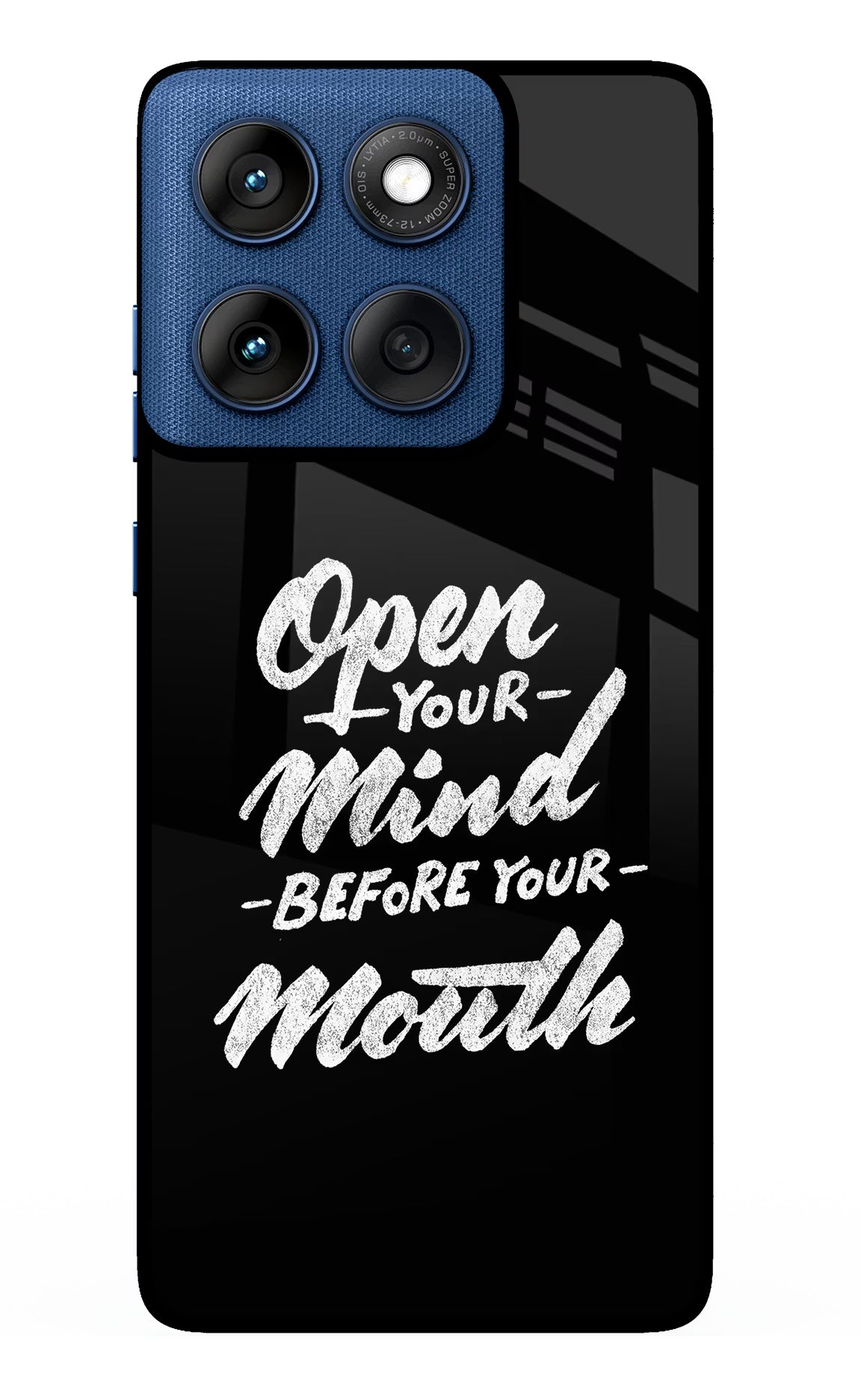 Open Your Mind Before Your Mouth Moto Edge 60 Glass Case Back Cover by Casekaro