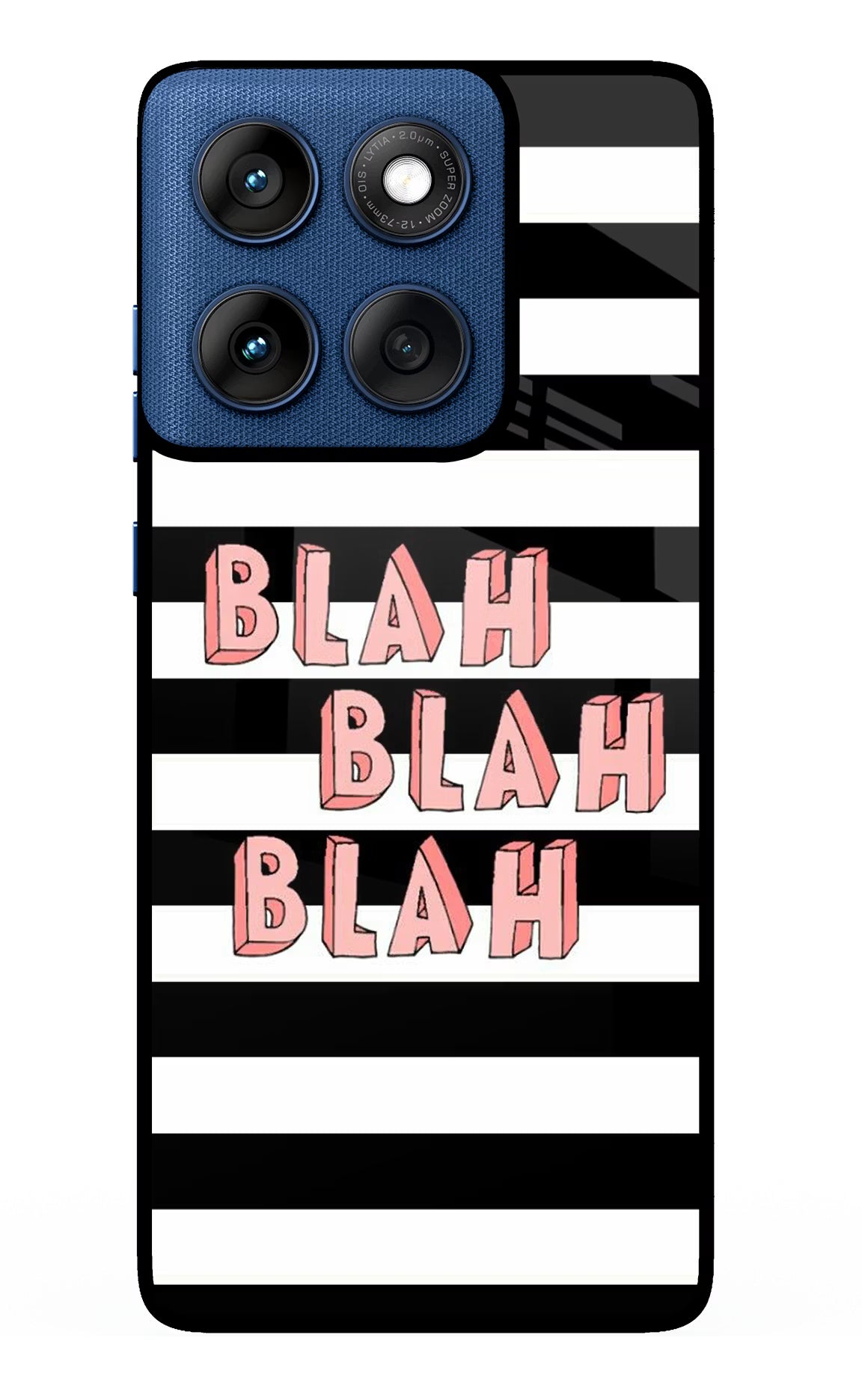 Blah Blah Blah Moto Edge 60 Glass Case Back Cover by Casekaro