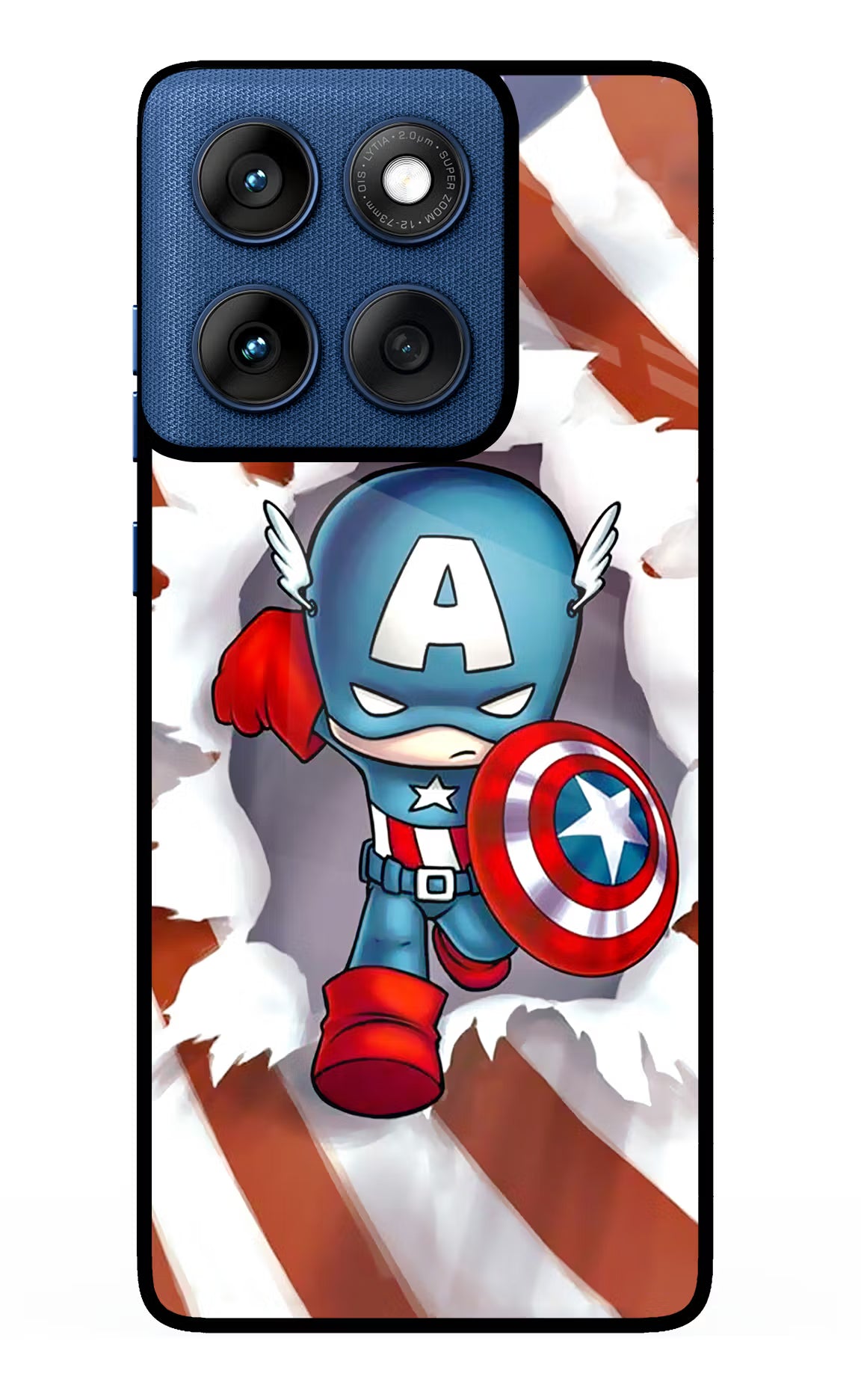Captain America Moto Edge 60 Glass Case Back Cover by Casekaro