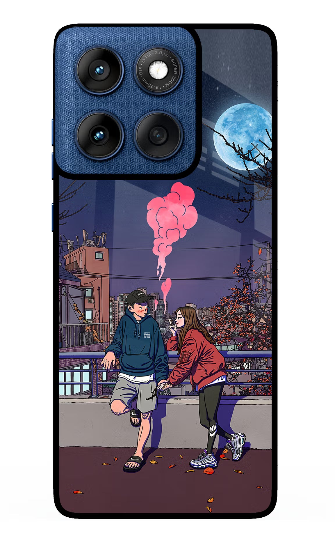 Chilling Couple Moto Edge 60 Glass Case Back Cover by Casekaro