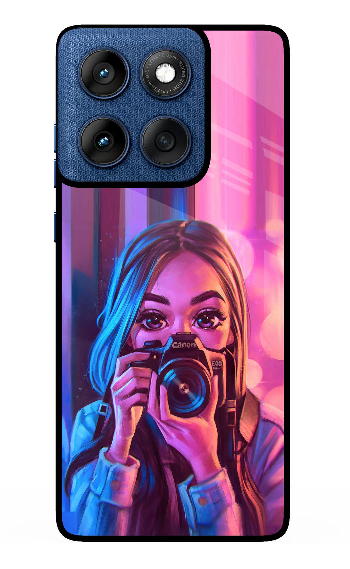 Girl Photographer Moto Edge 60 Glass Case Back Cover by Casekaro