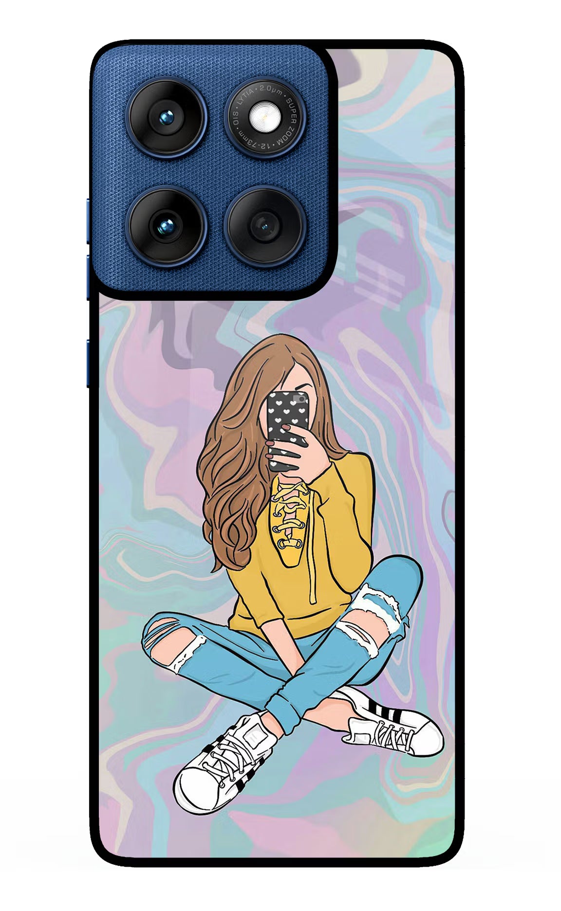 Selfie Girl Moto Edge 60 Glass Case Back Cover by Casekaro