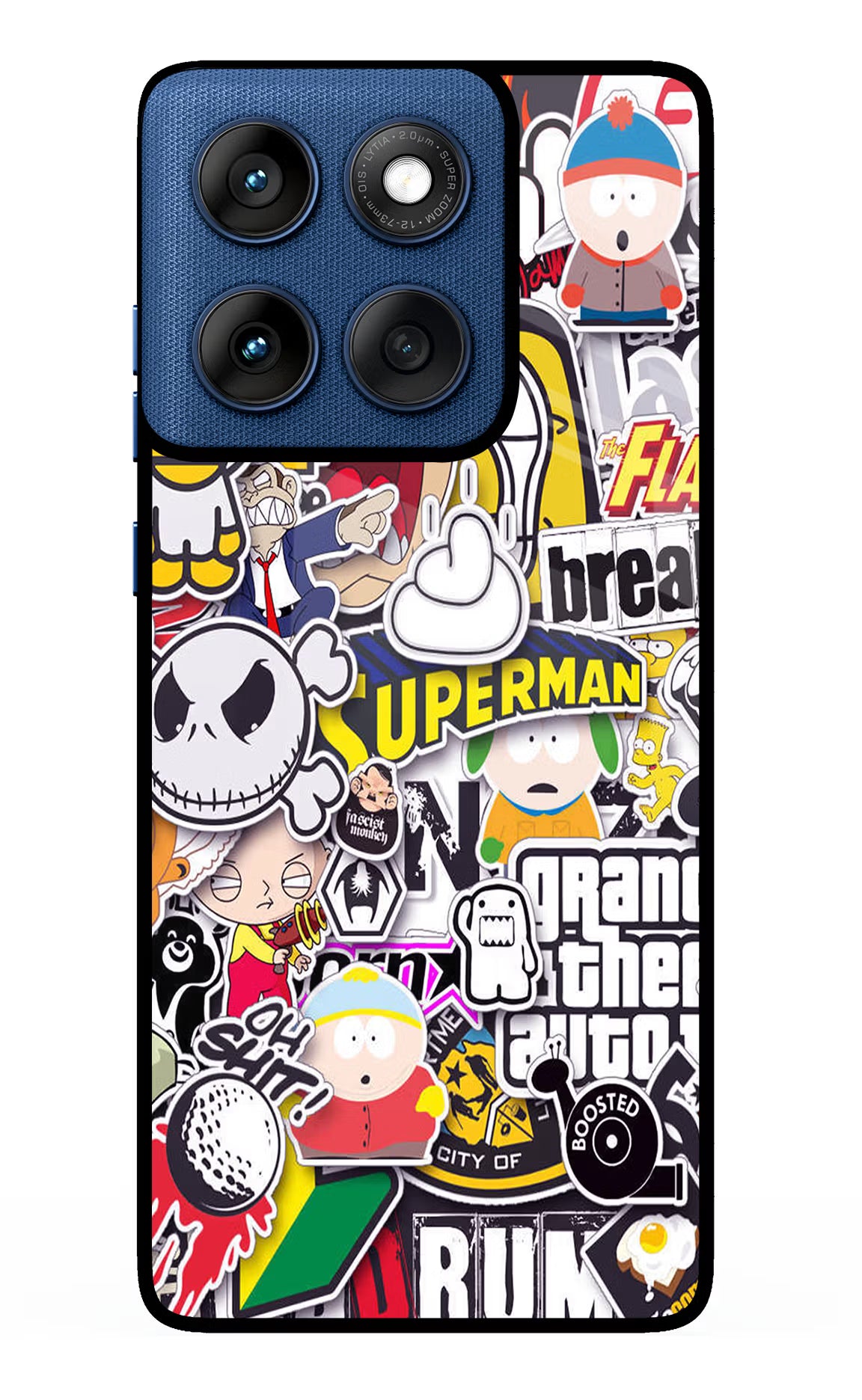 Sticker Bomb Moto Edge 60 Glass Case Back Cover by Casekaro